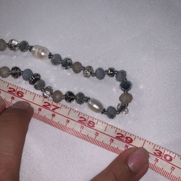 VINTAGE MARLYN SCHIFF GLASS BEADED HAND CRAFTED CONTINUOUS LONG NECKLACE - Picture 5 of 7